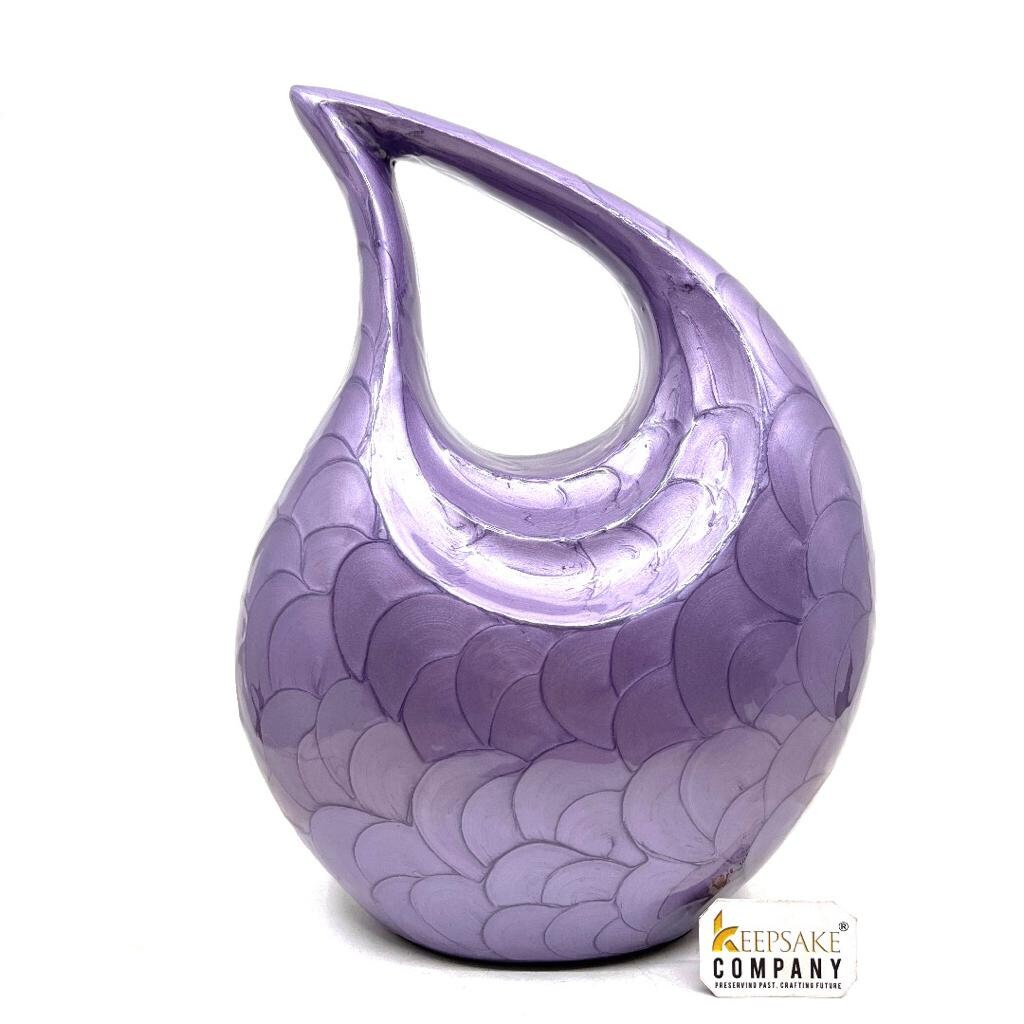 Keepsake Company's Dark Purple Pearl teardrop Enamel Adult Cremation Urn For Human Ashes