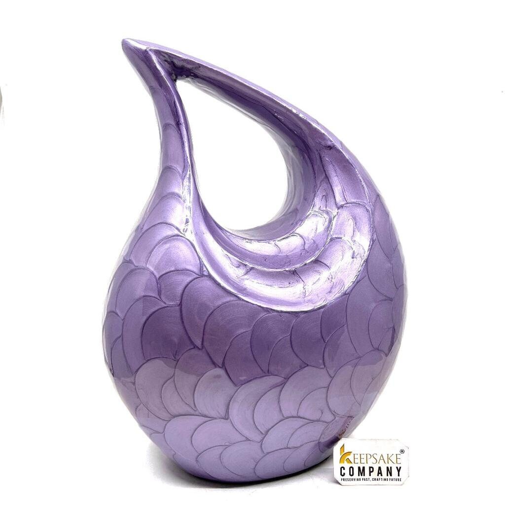 Keepsake Company's Dark Purple Pearl teardrop Enamel Adult Cremation Urn For Human Ashes