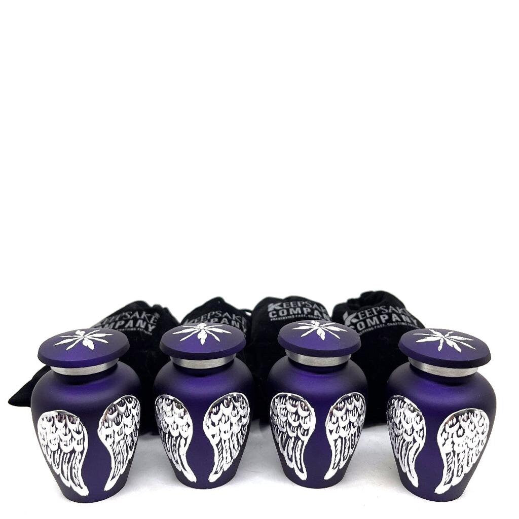 Purple Small Urns for Human Ashes - Mini Urns for Human Ashes - Keepsake Urns for Human Ashes - Mini Urn - Mini Keepsake Urns ( Set of 4)