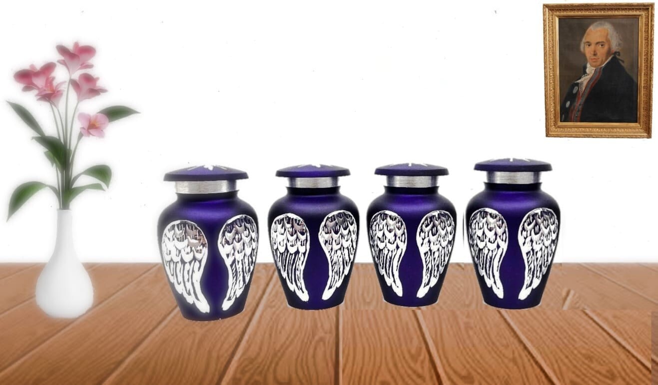 Purple Small Urns for Human Ashes - Mini Urns for Human Ashes - Keepsake Urns for Human Ashes - Mini Urn - Mini Keepsake Urns ( Set of 4)