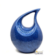 Blue Crackle  Adult Teardrop Urn for Human Ashes from Keepsake Company