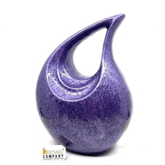 Purple Crackle Adult Teardrop Urn for Human Ashes from Keepsake Company