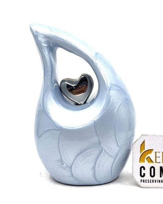 Sky Blue Teardrop Small Urns for Human Ashes - Mini Urns for Human Ashes - Ashes Urn / Keepsake Urns for Human Ashes - Mini Urn by Keepsake