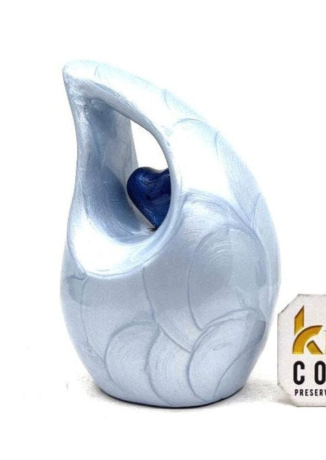 Sky Blue Teardrop Small Urns for Human Ashes with Heart - Mini Urns for Human Ashes - Ashes Urn - Keepsake Urns for Human Ashes - Mini Urn