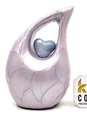 Purple teardrop mini Cremation Urn with Light Blue Heart for Human Ashes - Perfect for Adult and Infants