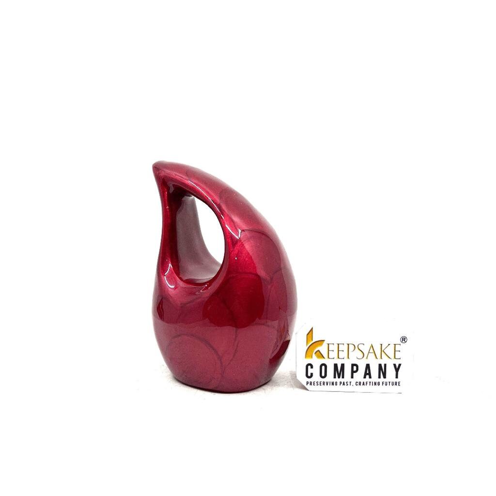 Pearl Red teardrop mini Cremation Urn without Heart for  Huaman Ashes from Keepsake Company