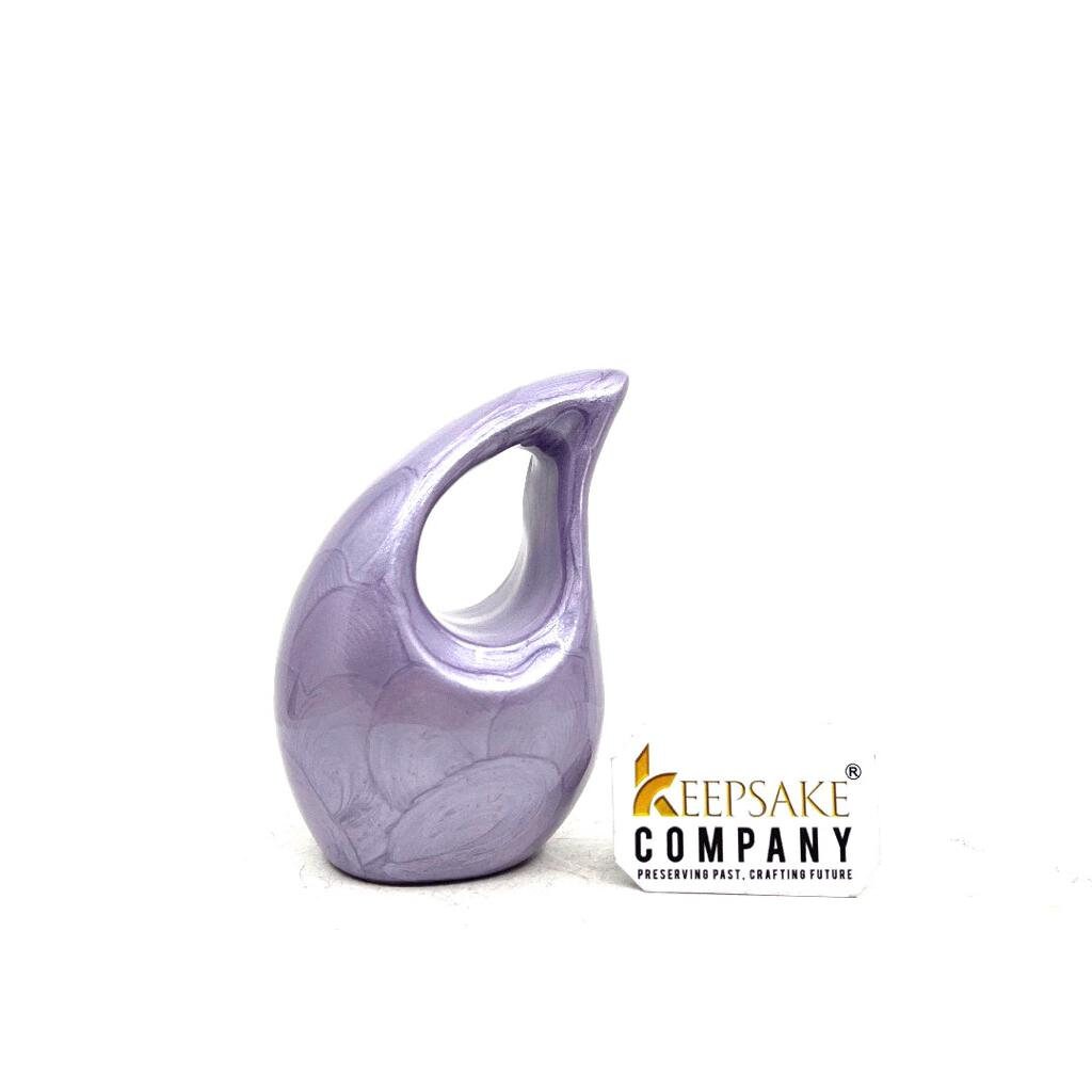 Purple teardrop mini Cremation Urn without Heart for Ashes by Keepsake Company