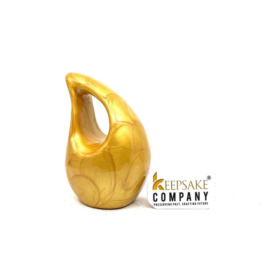 Glittering Gold / Yellow / Pale Teardrop mini Cremation Urn without Heart for Ashes by Keepsake Company