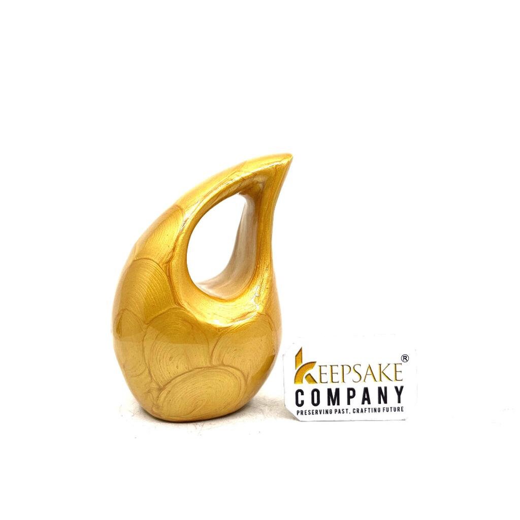 Glittering Gold / Yellow / Pale Teardrop mini Cremation Urn without Heart for Ashes by Keepsake Company