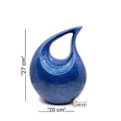 Blue Crackle  Adult Teardrop Urn for Human Ashes from Keepsake Company