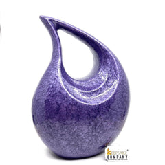 Purple Crackle Adult Teardrop Urn for Human Ashes from Keepsake Company