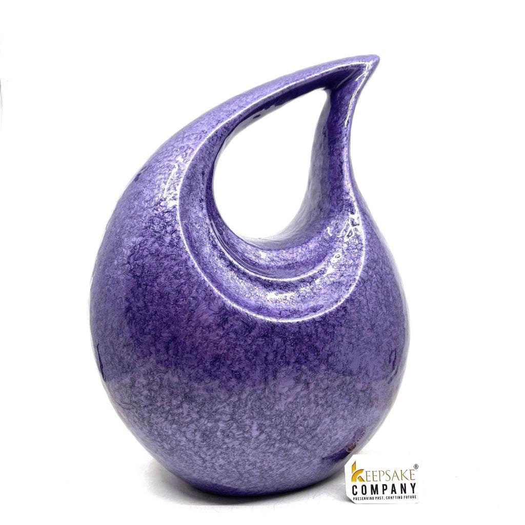 Purple Crackle Adult Teardrop Urn for Human Ashes from Keepsake Company