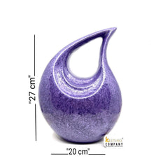 Purple Crackle Adult Teardrop Urn for Human Ashes from Keepsake Company