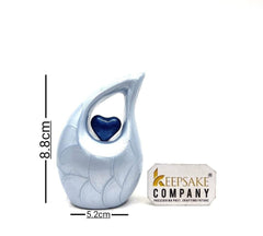 Sky Blue Teardrop Small Urns for Human Ashes with Heart - Mini Urns for Human Ashes - Ashes Urn - Keepsake Urns for Human Ashes - Mini Urn