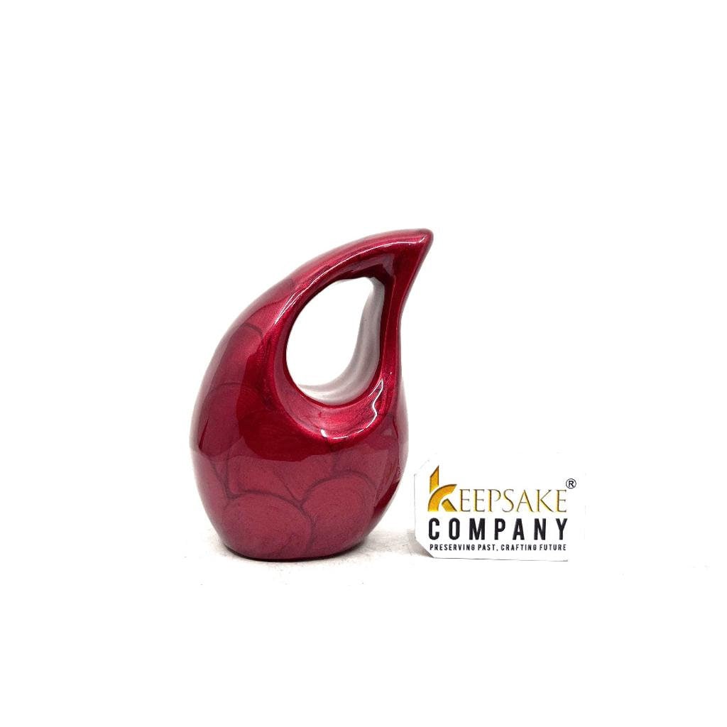 Pearl Red teardrop mini Cremation Urn without Heart for  Huaman Ashes from Keepsake Company