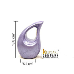 Purple teardrop mini Cremation Urn without Heart for Ashes by Keepsake Company