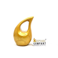 Glittering Gold / Yellow / Pale Teardrop mini Cremation Urn without Heart for Ashes by Keepsake Company