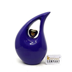 Blue Teardrop Cremation Urn for Human Ashes in Medium size (6 Inches/ 15 centimeters) - Urns for Cremation - Keepsake Urn - Memorial Urn