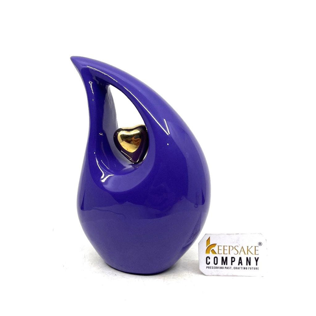 Blue Teardrop Cremation Urn for Human Ashes in Medium size (6 Inches/ 15 centimeters) - Urns for Cremation - Keepsake Urn - Memorial Urn