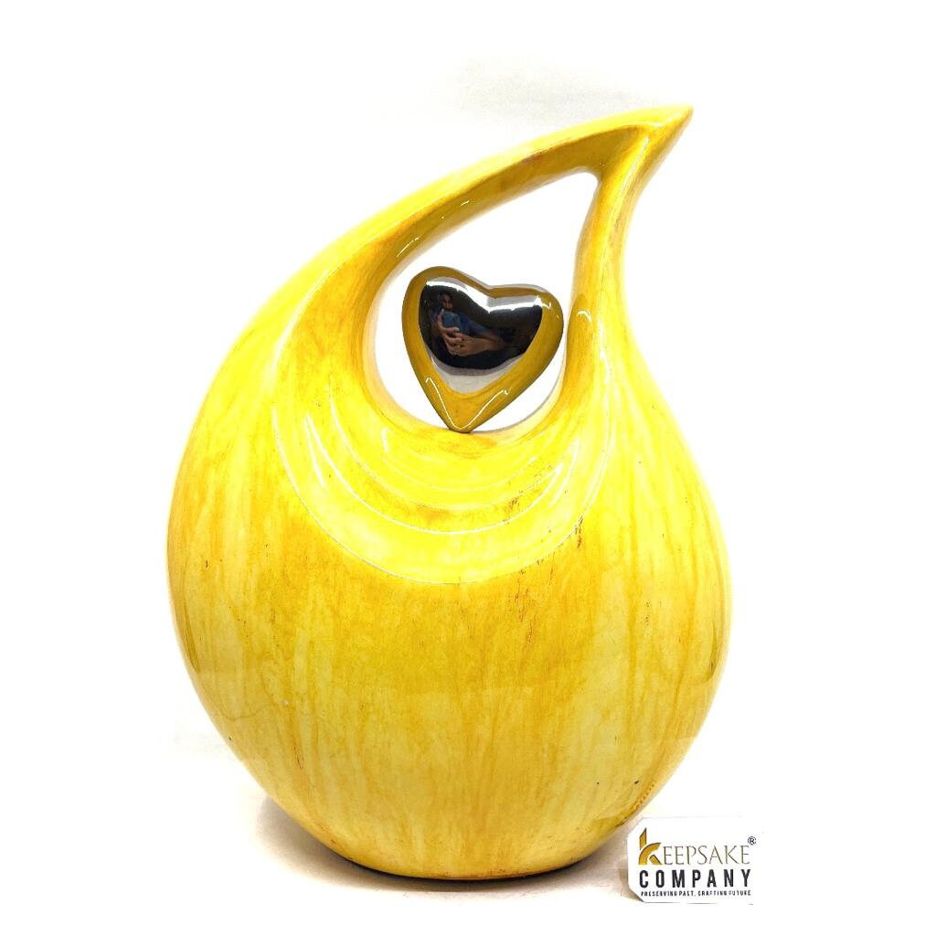 Yellow Teardrop Urns for Ashes Adult Male - Urns for Human Ashes - Urn - Cremation Urns for Adult Ashes - Ashes Keepsake - Cremation Urns