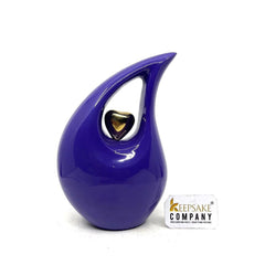 Blue Teardrop Cremation Urn for Human Ashes in Medium size (6 Inches/ 15 centimeters) - Urns for Cremation - Keepsake Urn - Memorial Urn