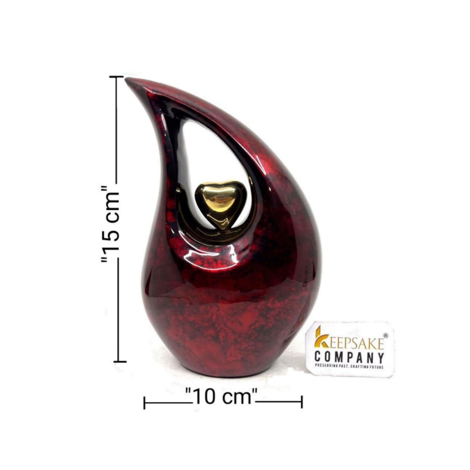 Maroon Black Teardrop Cremation Urn - Decorative Urns - Medium Urns for Human Ashes (6 Inches/ 15 centimeters) height - Urn for Ashes