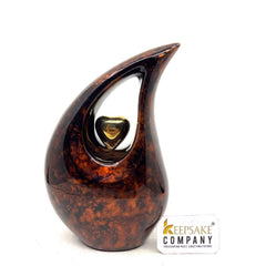 Orange Black Teardrop Medium Urn - Decorative Urns - Medium Urns for Human Ashes (6 Inches/ 15 centimeters) height From Keepsake Company