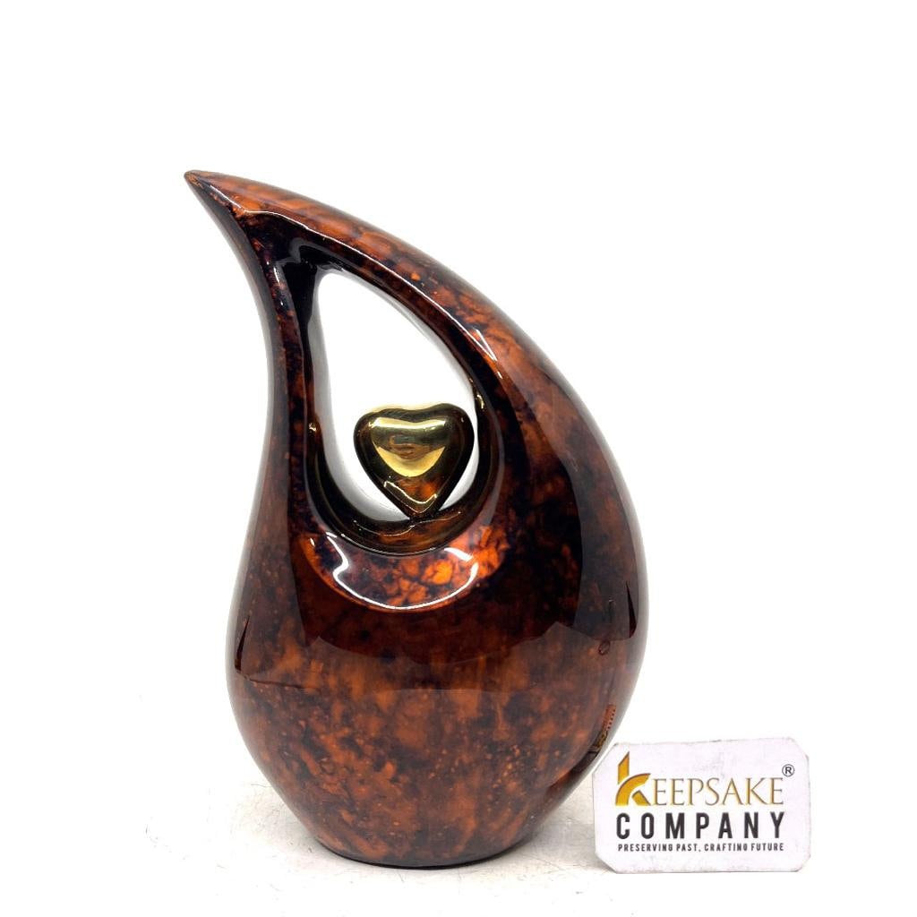 Orange Black Teardrop Medium Urn - Decorative Urns - Medium Urns for Human Ashes (6 Inches/ 15 centimeters) height From Keepsake Company