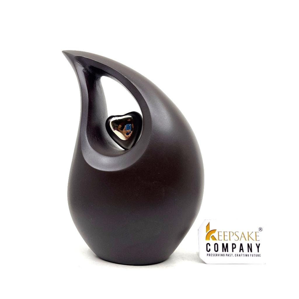 Brown Matt Teardrop Medium Urn - Decorative Urns - Medium Urns for Human Ashes (6 Inches/ 15 centimeters) height From Keepsake Company