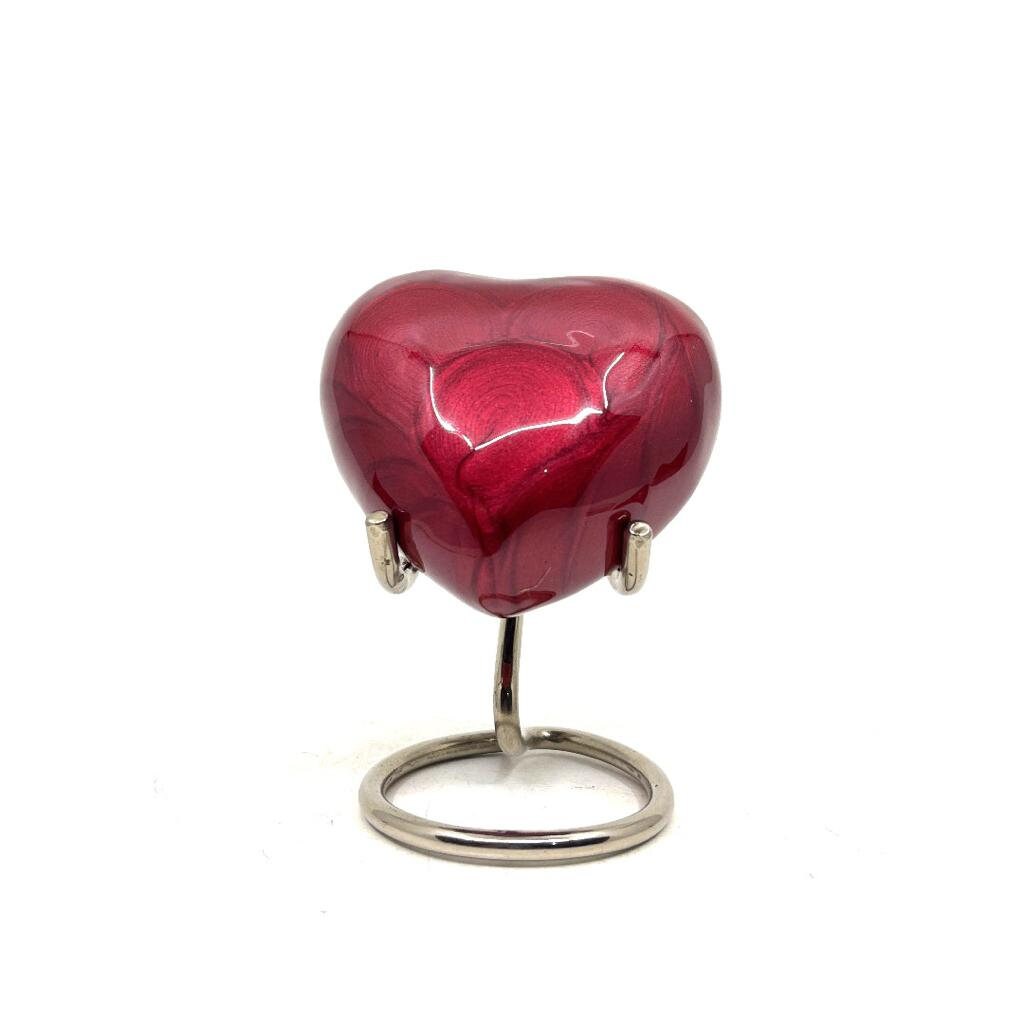 Red Heart Shaped Mini Urn for Human Ashes - Engraved in Different Colours - Perfect for Cremation Urns