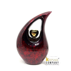 Maroon Black Teardrop Cremation Urn - Decorative Urns - Medium Urns for Human Ashes (6 Inches/ 15 centimeters) height - Urn for Ashes