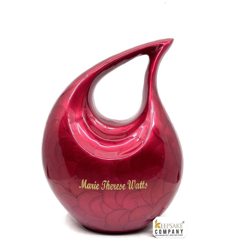 Red Teardrop Adult Cremation Urn For Human Ashes - Can be Engraved in Different Color from Keepsake Company