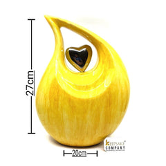 Yellow Teardrop Urns for Ashes Adult Male - Urns for Human Ashes - Urn - Cremation Urns for Adult Ashes - Ashes Keepsake - Cremation Urns