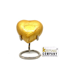 Customizable/ Personalized Heart Shaped Mini Urn in Yellow/ Golden / Pale Textured design for Human Ashes - Perfect for Adults & Infants