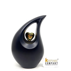 Black Matt  Teardrop Cremation Urns for Human Ashes - Urn- Urns for Ashes (6 Inches/ 15 centimeters) - Memorial Urn - Personalized Urn