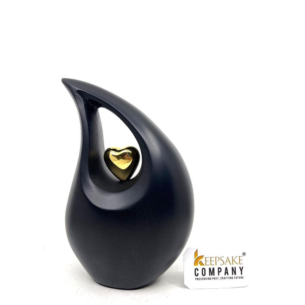 Black Matt  Teardrop Cremation Urns for Human Ashes - Urn- Urns for Ashes (6 Inches/ 15 centimeters) - Memorial Urn - Personalized Urn