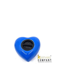 Blue Heart Shaped Mini Urn for Human Ashes - Engraved in Different Colours - Perfect for Cremation Urns