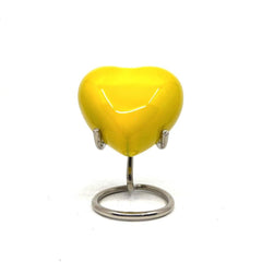 Yellow Heart Shaped Mini Urn for Human Ashes - Can Be Engraved in Different Colours - Perfect for Cremation Urns
