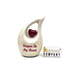 White Pearl mini Cremation Urn, Cremation Keepsake For Human Ashes, Can be Engraved in Any Color from Keepsake Company