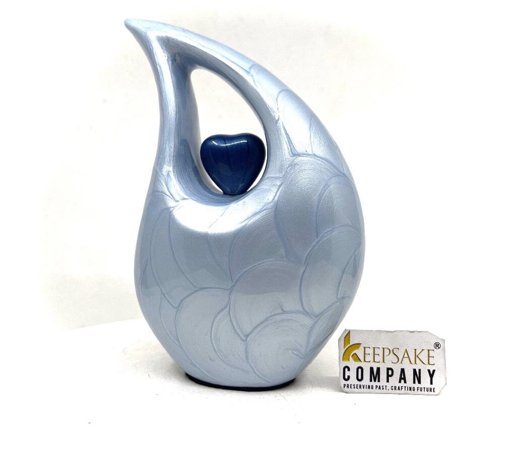 Light Blue Cremation Urn - Urns for Ashes - Medium Urn - Decorative Urns - Medium Urns for Human Ashes (6 Inches/ 15 centimeters)