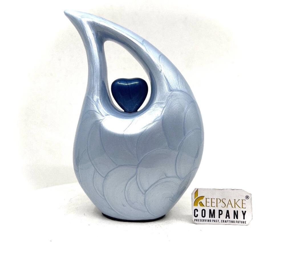 Light Blue Cremation Urn - Urns for Ashes - Medium Urn - Decorative Urns - Medium Urns for Human Ashes (6 Inches/ 15 centimeters)