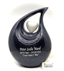 Black Pearl Teardrop Cremation Urns for Adult Ashes - Urn - Urns for Ashes Adult Male - Urns for Human Ashes - Cremation Urn by Keepsake Co.