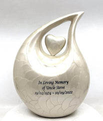 White Teardrop Urns for Ashes Adult Male - Urns for Human Ashes - Urn - Cremation Urns for Adult Ashes - Ashes Keepsake - Cremation Urns