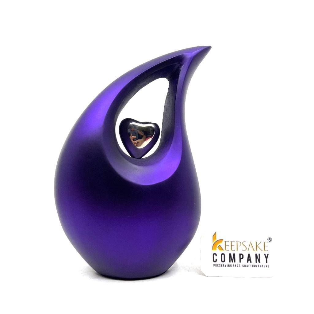 Purple Teardrop Cremation Urns for Human Ashes - Medium Urn - Decorative Urns - Medium Urns for Human Ashes (6 Inches/ 15 centimeters)