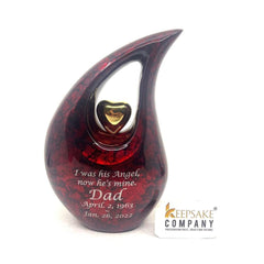 Maroon Black Teardrop Cremation Urn - Decorative Urns - Medium Urns for Human Ashes (6 Inches/ 15 centimeters) height - Urn for Ashes