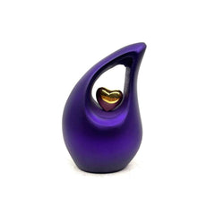 Purple Teardrop Small Urns for Human Ashes with Heart - Mini Urns for Human Ashes - Ashes Urn - Keepsake Urns for Human Ashes - Mini Urn