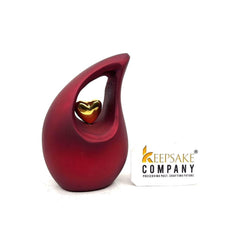 Red Teardrop Small Urns for Human Ashes with Heart - Mini Urns for Human Ashes - Ashes Urn - Keepsake Urns for Human Ashes - Mini Urn
