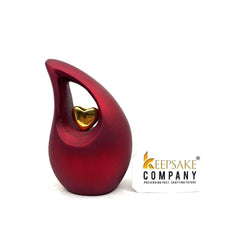 Red Teardrop Small Urns for Human Ashes with Heart - Mini Urns for Human Ashes - Ashes Urn - Keepsake Urns for Human Ashes - Mini Urn
