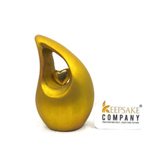 Yellow  Teardrop Small Urns for Human Ashes with Heart - Mini Urns for Human Ashes - Ashes Urn - Keepsake Urns for Human Ashes - Mini Urn
