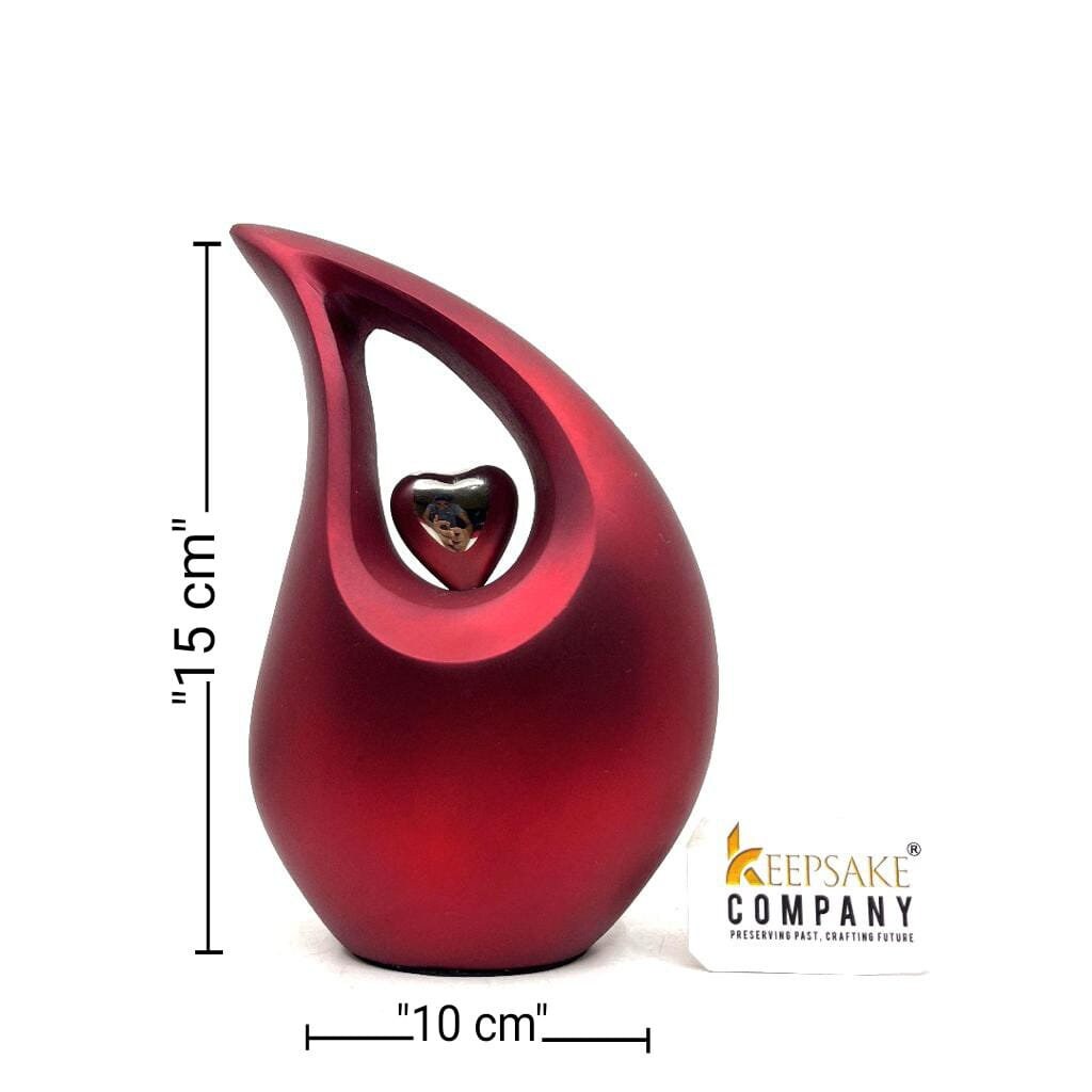 Red Shimmer Teardrop Cremation Urns for Human Ashes - Urn- Urns for Ashes  (6 Inches/ 15 centimeters)  Personalized Urn - Memorial Urn
